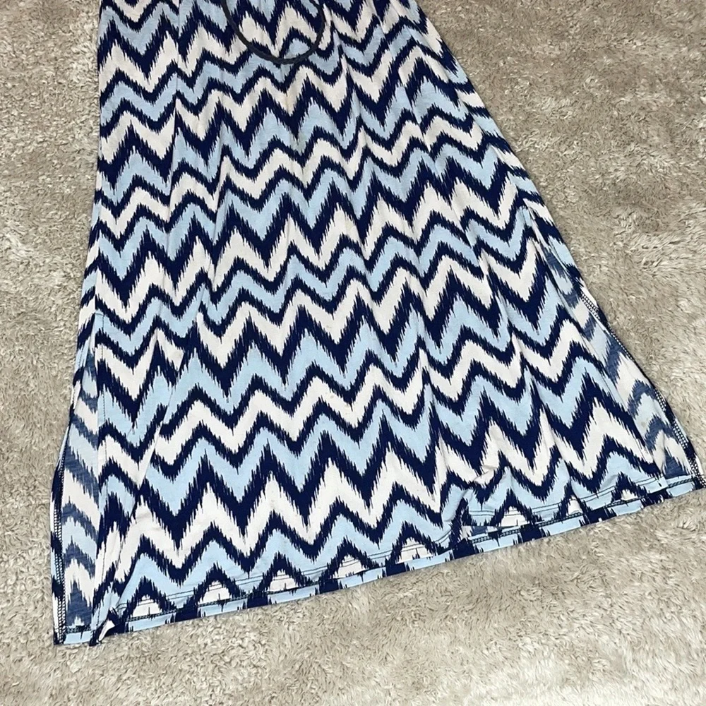 Trixxi Girl Navy Blue Mixed-Media Chevron Print Maxi Dress — Kids Size M